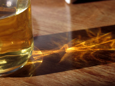 Apple juice in my sunny kitchen.