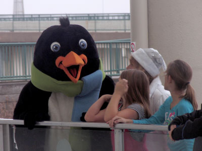 `Hey kids, did you know penguins can drink seawater and excrete the salt from their nasal passages? Yuk, yuk, yuk!`