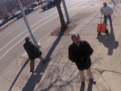 Sidewalk selfie.