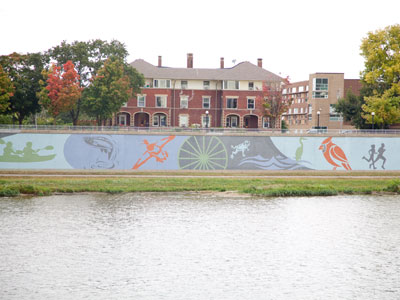 Today is the unveiling of this new mural along the river.  Does it need to be covered with a 900-foot veil first?