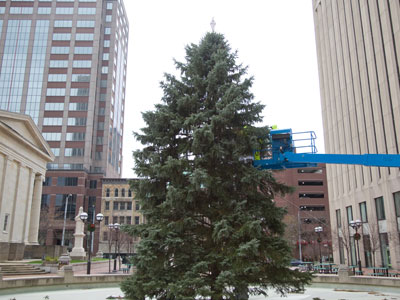 Decorating the Christmas tree for a little party coming up soon with 15,000 people invited.