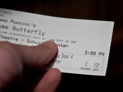 Opera starts at 3:00 . . . 
