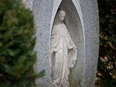 In the grotto.
