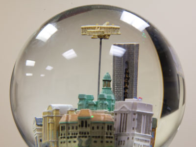 Dayton, Ohio, in a snow globe.