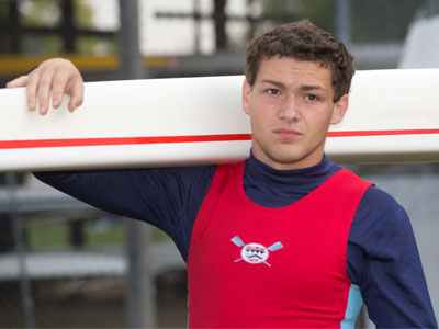 Solitary sculler.