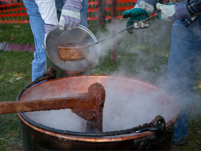 They still make apple butter the old fashioned way.