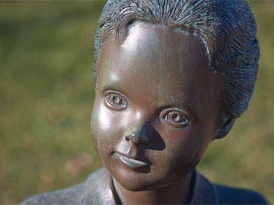 A steely gaze.