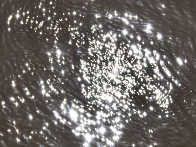 River sparkles.