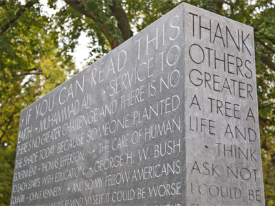 An inspiring new sculpture by Jon Barlow Hudson about the value of public service has been installed downtown.