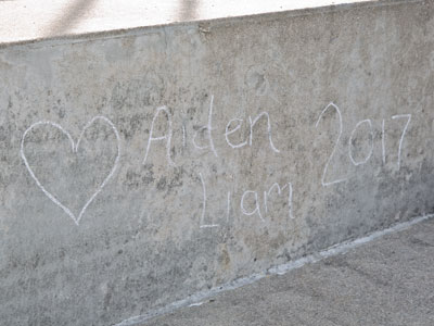 Eternal love, written with chalk.