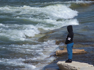 Contemplating the swirling sea.