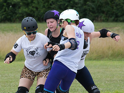 Roller derby can be played outdoors too.