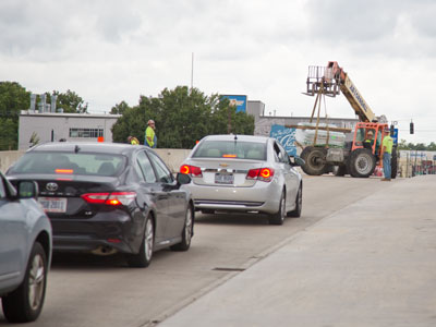 A test of patience on the Main Street bridge.