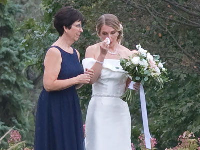 Tears of happiness -- before she walked down the aisle.