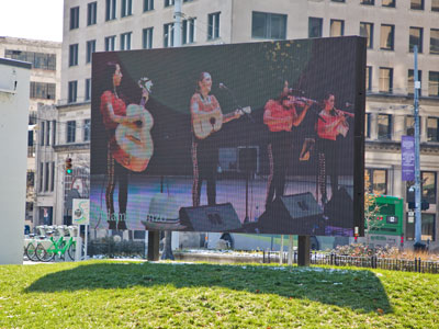 Photos I took on my most fun day of the summer (June 21, 2019) are immortalized on a giant screen downtown.