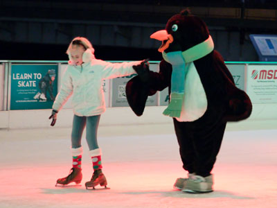 Learn to skate with a penguin at RiverScape!