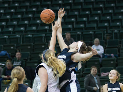 During halftime of the basketball game, there was a basketball game.