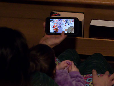 We`re watching on our phone.