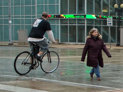 A dangerous intersection has become more complicated since a sandwich shop has begun bicycle deliveries.