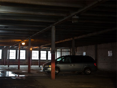 Social distancing in the parking garage.