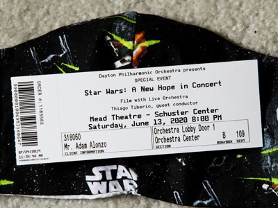 About 18 months ago, I bought a ticket to a Star Wars concert (and recently a Star Wars mask) but in vain.