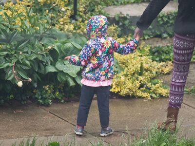 `Mommy, look at the pretty flower.` `Let`s go, it`s raining!`