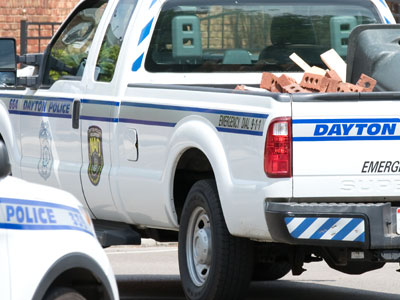 Before the protest began, Dayton Police went around collecting things they didn`t want to have thrown at them.