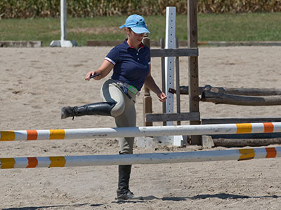 Before getting on a horse, riders go over the course.