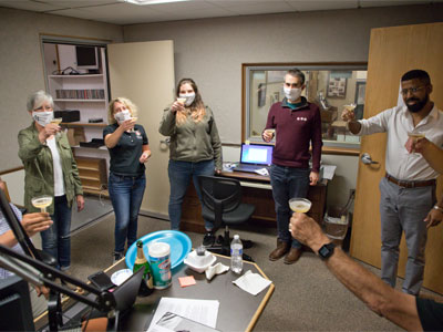 At the end of a successful fundraising campaign, we popped the cork on a bottle of hand sanitizer.