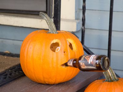 I didn`t see any pumpkins smashed in the street, though I found one getting smashed on a porch.