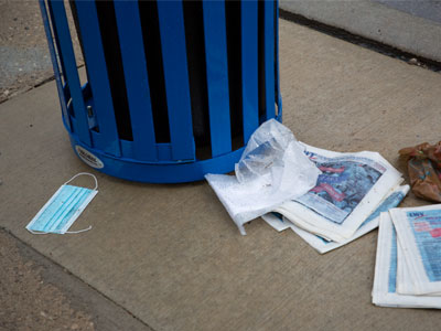 Trash of 2020:  election guides and face masks.