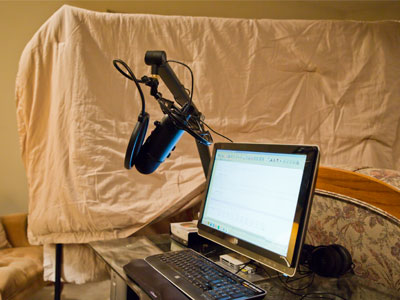 Primitive soundproofing in my home recording studio.