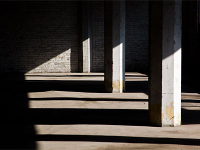 Inside a parking garage.