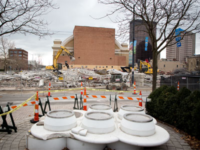 The remnants of this building collapsed across the street.  If I had been standing there, I would`ve been squished.