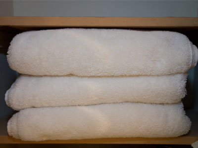 My fluffy new towels are almost too big for the closet.