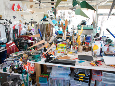 The studio of kinetic artist Terry Welker.