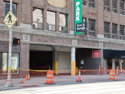 No estimate on when the entrance to my parking garage will be back in service (see March 25 above).