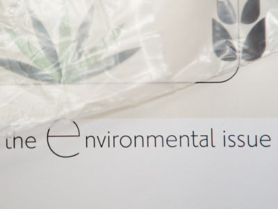 The `environmental issue` of this magazine arrived in a plastic bag.