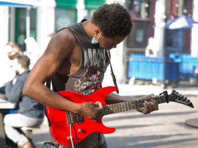 Can you play the blues on a red guitar?