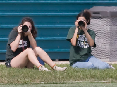 Aspiring sports photographers:  look for your shadow on the ground,  then point your camera in the same direction.  Don`t shoot into the sun, as we see here.