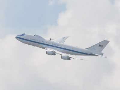 Air Force One kept circling overhead, so the President is apparently a fan of collegiate soccer.