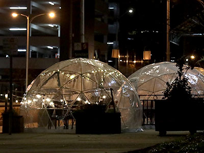 You can eat inside an igloo at Mudlick Tap House.