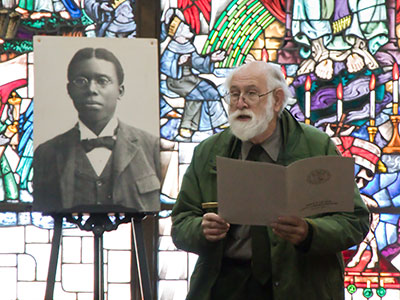 National Park Service Ranger Robert Peterson announced that today is Paul Laurence Dunbar Day.