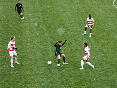 Soccer in the snow.