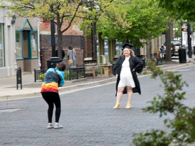 There are usually about six photo shoots going on in the Oregon District at any given time.