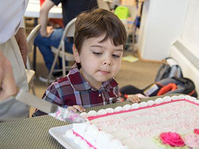 Supervising the cutting of the cake (see July 19, 2008).