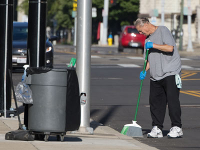 Someone`s sweeping the street: society hasn`t collapsed.