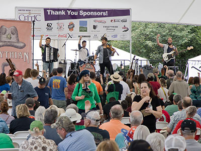 The band asked the crowd, `Who`s drinking on a Sunday?`  The crowd responded enthusiastically.