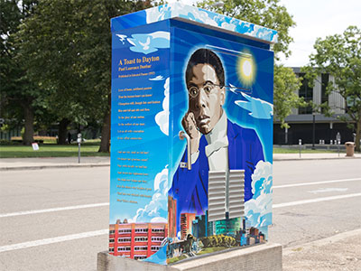 Paul Laurence Dunbar hangs out by the public library.