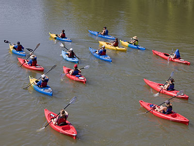 Then they got into their kayaks and headed downtown (but I took my car and got there before they did).